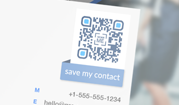 save my contact frame for vcard QR Code on custom business card