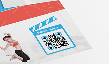 QR Code with watch video frame on flyers for fitness gym