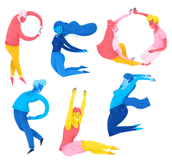 Illustration of people forming the word people
