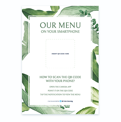 QR Code menu poster template with green background