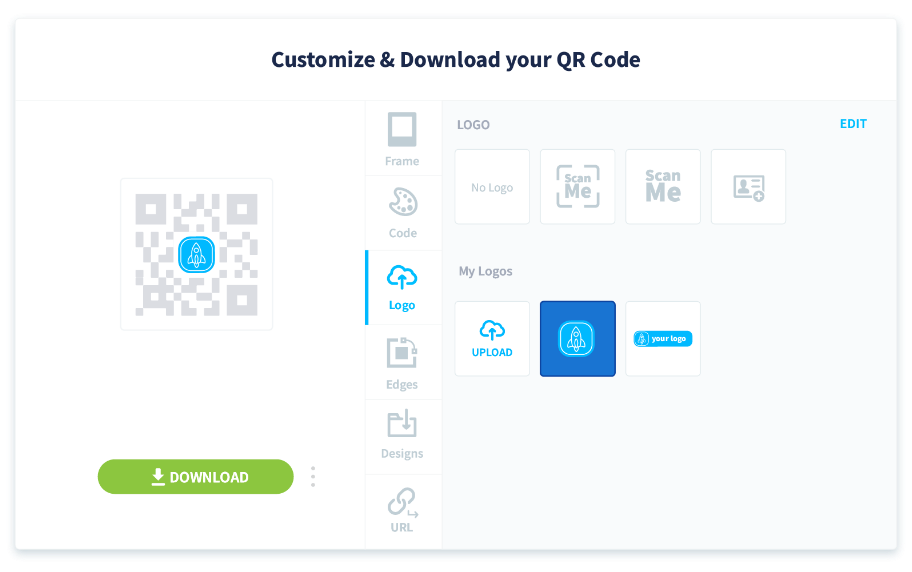 You can choose to add a logo in the center of your QR Code