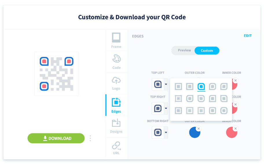 Play with edges so your QR Code stands out even more