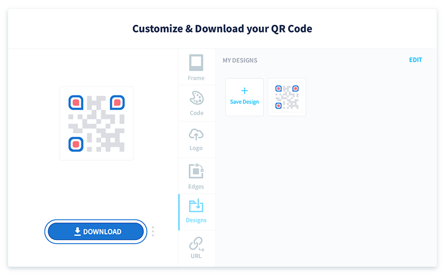 Select the Download button to automatically download your QR Code file in PNG format