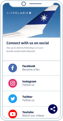 Social media channels landing page for Air Polaris.