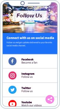 Mobile-friendly landing page to follow Amusement Village's social media.