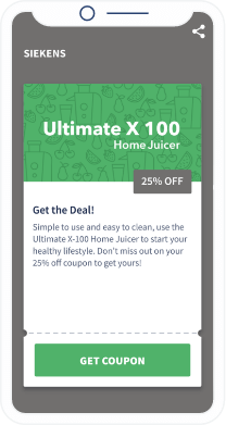 A QR Code landing page that displays a discount coupon to be redeemed at an electronics store.