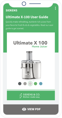 A QR Code landing page that displays a PDF version of a product manual.