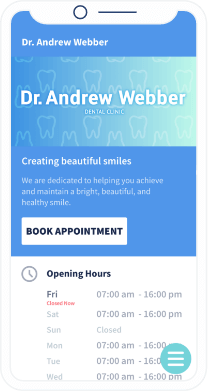 Custom landing page including contact details and additional information about Dr. Andrew Webber’s dental clinic