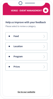 A QR Code landing page that displays contact information of an event manager with a save to address book button.