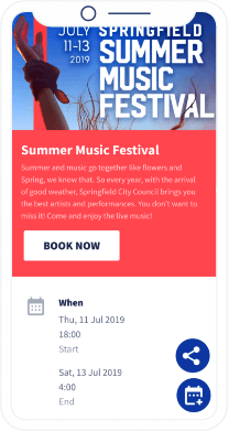 A QR Code landing page that displays a city’s event details with a button that saves all information directly to a smartphone calendar.