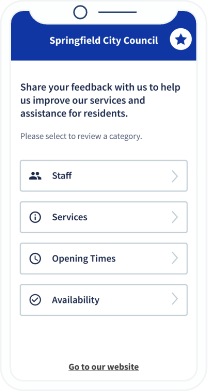 A QR Code landing page that displays a custom feedback form for a city council.