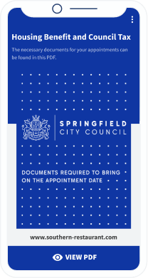 A QR Code landing page that displays a PDF file that lists important documents needed for official appointments.