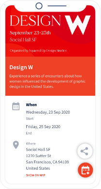 A QR Code landing page for an event organized by a design studio