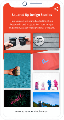 A QR Code landing page that displays a studio's design portfolio