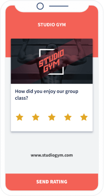 A QR Code landing page from a gym with rating options from one to five stars.