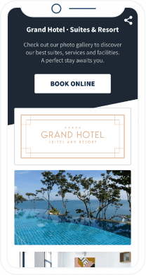 A QR Code landing page that displays images of a hotel’s service and facilities in a gallery format.