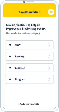 A mobile QR Code landing page with a built-in feedback form for a non-profit organization.