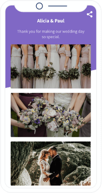 Landing page with an image gallery of wedding snaps