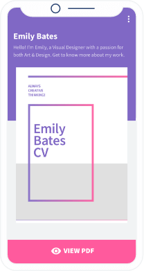 Landing page for a full CV with the option to view the PDF