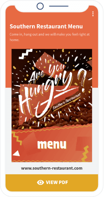 PDF QR Code example that displays a full restaurant menu