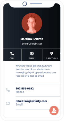 QR Code mobile-friendly landing page for a virtual business card.