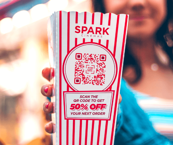 QR Code idea on a food packaging at the cinema