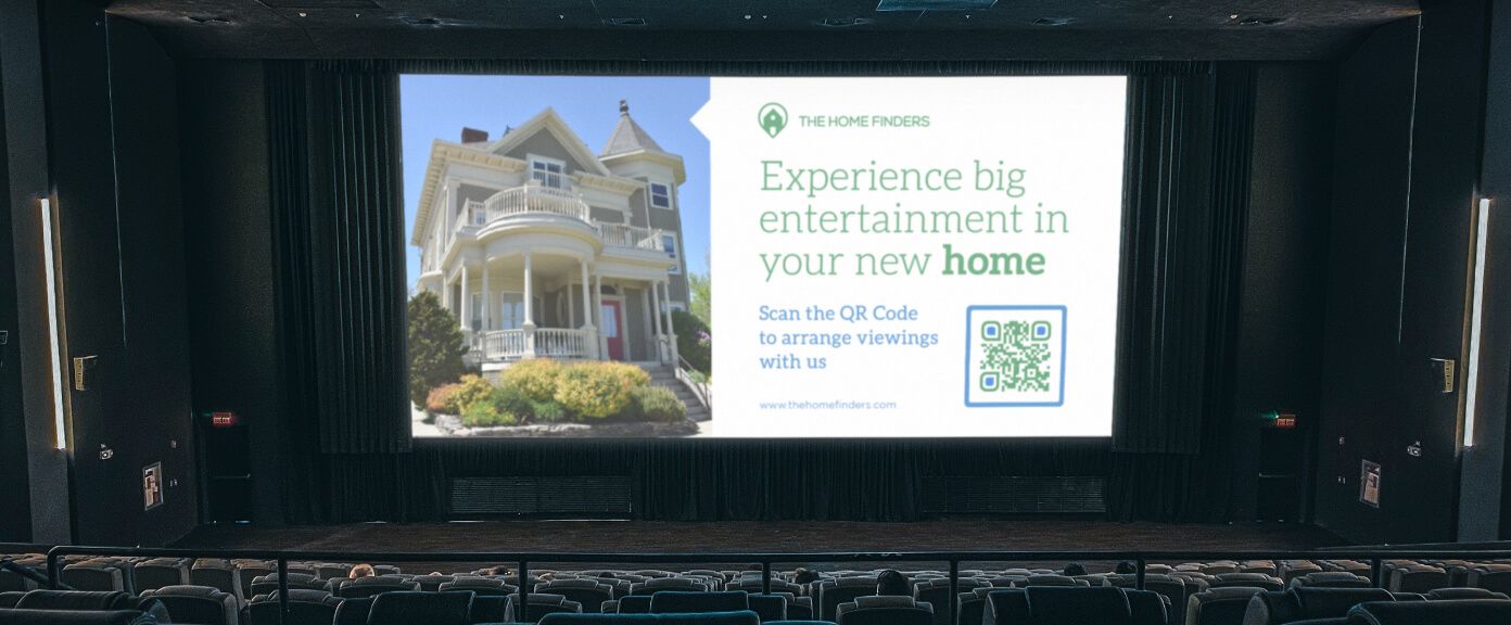 QR Code idea on an ad at the cinema to promote a real estate agency