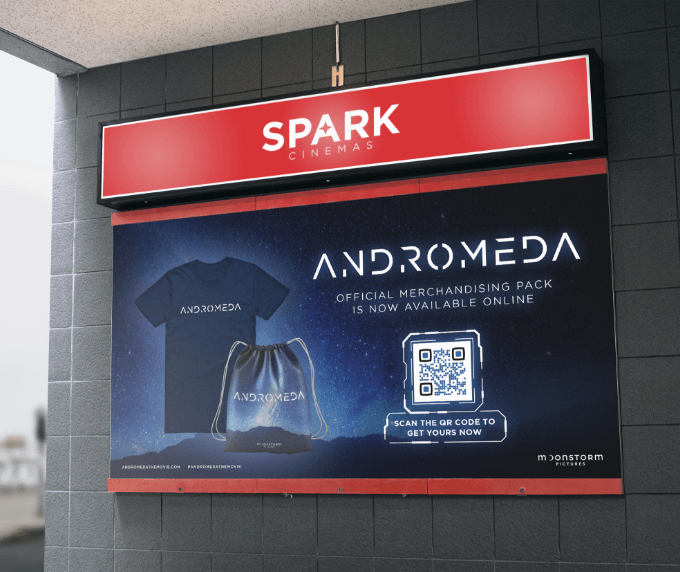 QR Code on a poster at the cinema to promote merchandise sales