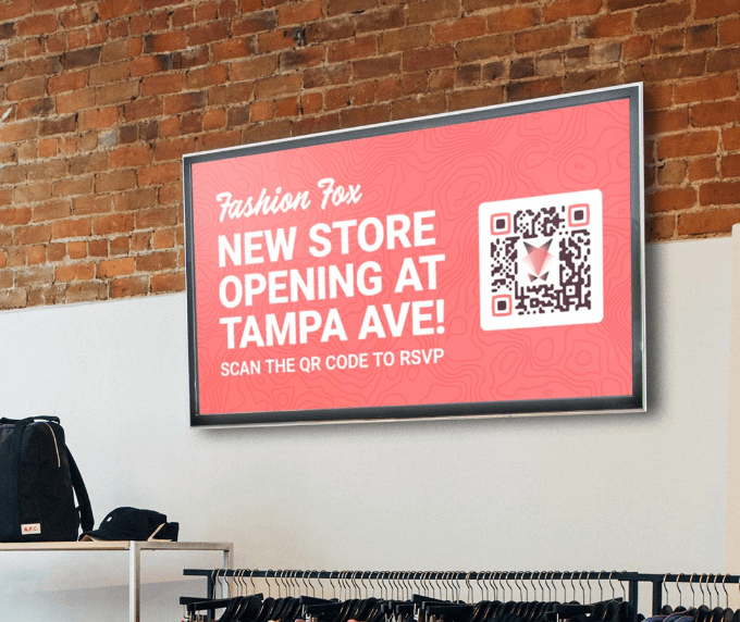 QR Code on a digital signage at a retail store