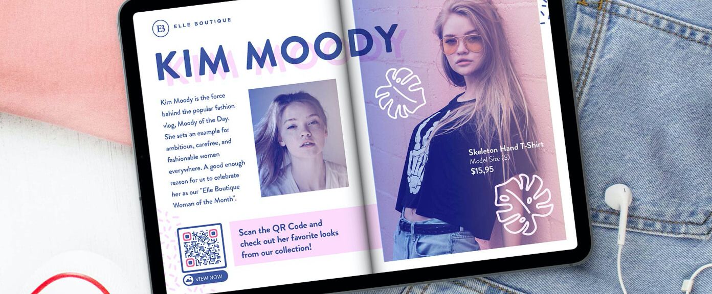 QR Code idea on an ezine to promote fashion lookbooks.