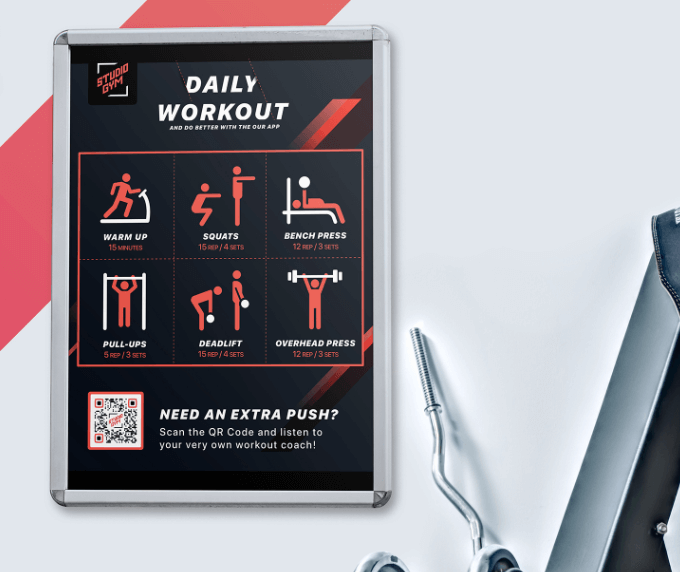 QR Code idea on an infographic poster at the gym.