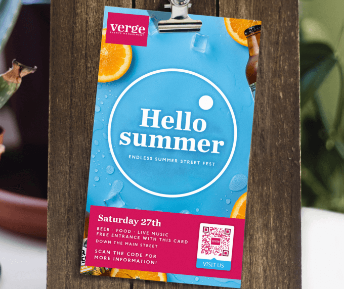 A poster for an event with a QR Code that allows readers to get more information when scanned.