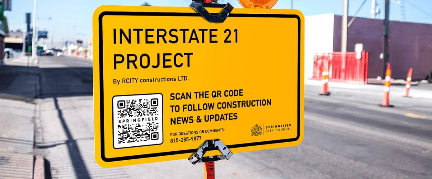QR Code on a street sign to promote news and updates via social media