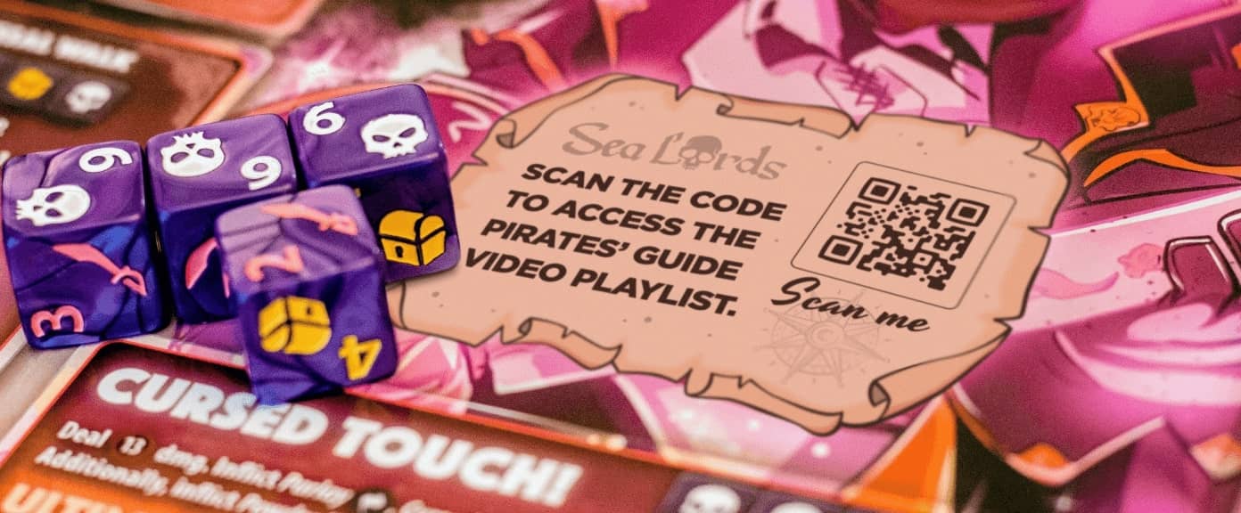 QR Code idea on a tabletop game that leads to a walthrough video playlist