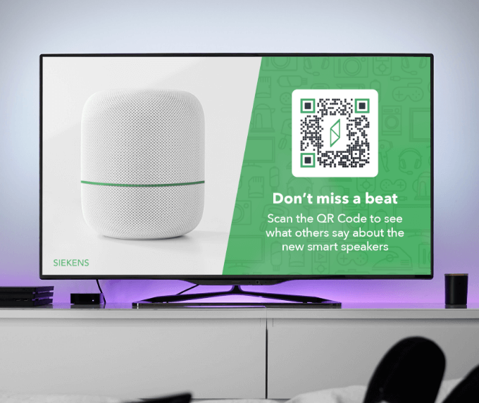 QR Code idea on a TV advertisement to promote electronic goods.