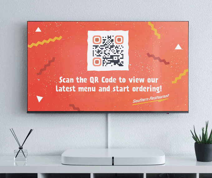 QR Code idea on a TV advertisement from a local restaurant.