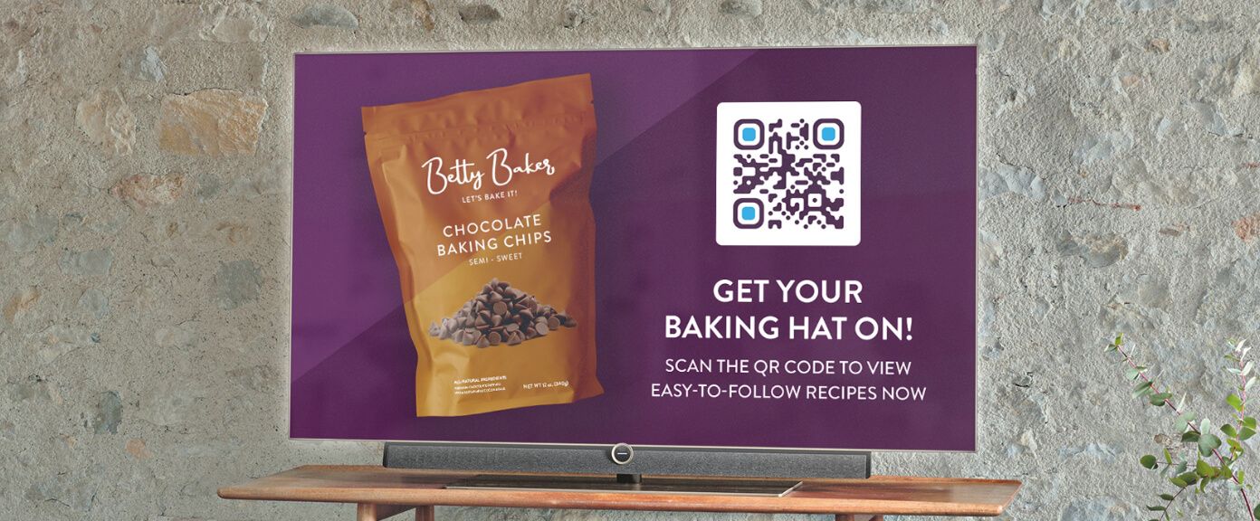 QR Code idea on a TV advertisement to promote consumer goods.