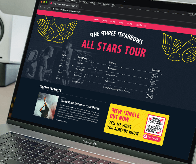 QR Code idea on a web banner to promote new music