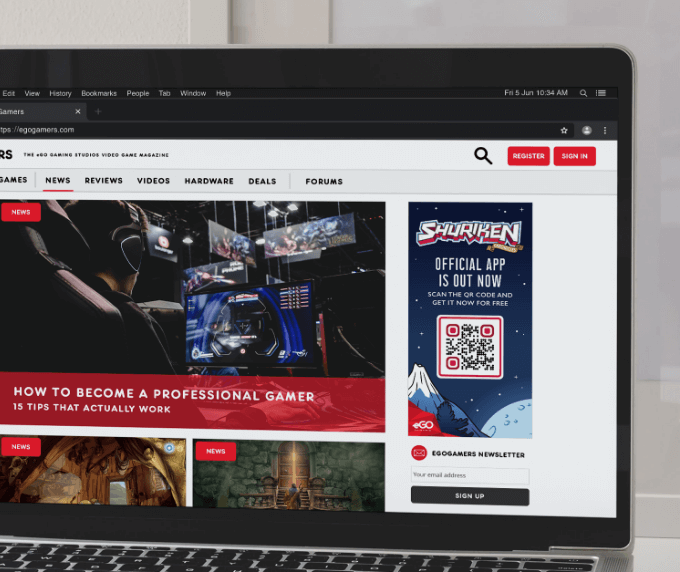 QR Code idea on a web banner to increase installation for a gaming app