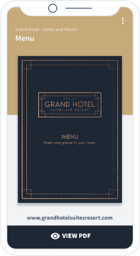 QR Code menu landing page example for Grand Hotel