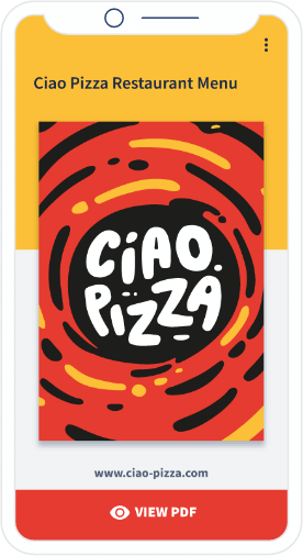 QR Code menu landing page example for Ciao Pizza