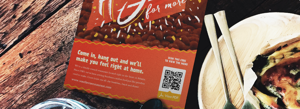 Instead of printing new material every time menu items change, simply print a PDF QR Code